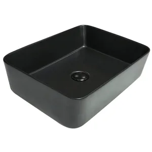 כיור מלבני מונח שחור מט / שחור שיש