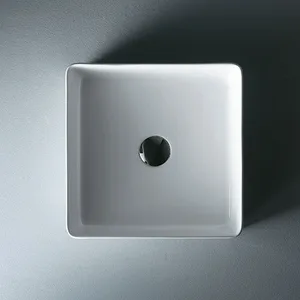 כיור מונח מרובע לבן מבריק דפנות דקות