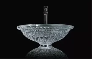 כיור מונח זכוכית קאראט קריסטל כסוף