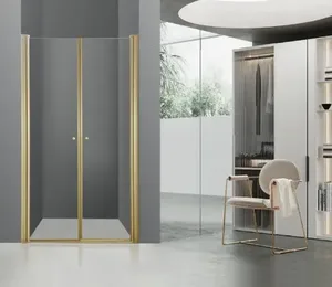 מקלחון חזית מודרני FREE שתי דלתות פרופיל זהב מידות שונות 105-145