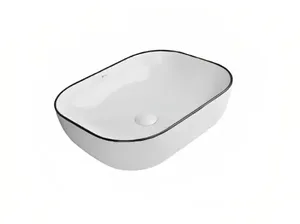 כיור מונח לבן פס עיטור שחור